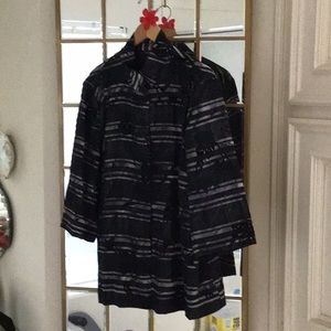 Multiples jacket black and silver stripes. Size 1X. Dry clean only.